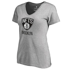 Brooklyn Nets Women's Primary Logo V-Neck T-Shirt Ash