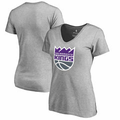 Sacramento Kings Women's Primary Logo V-Neck T-Shirt Ash