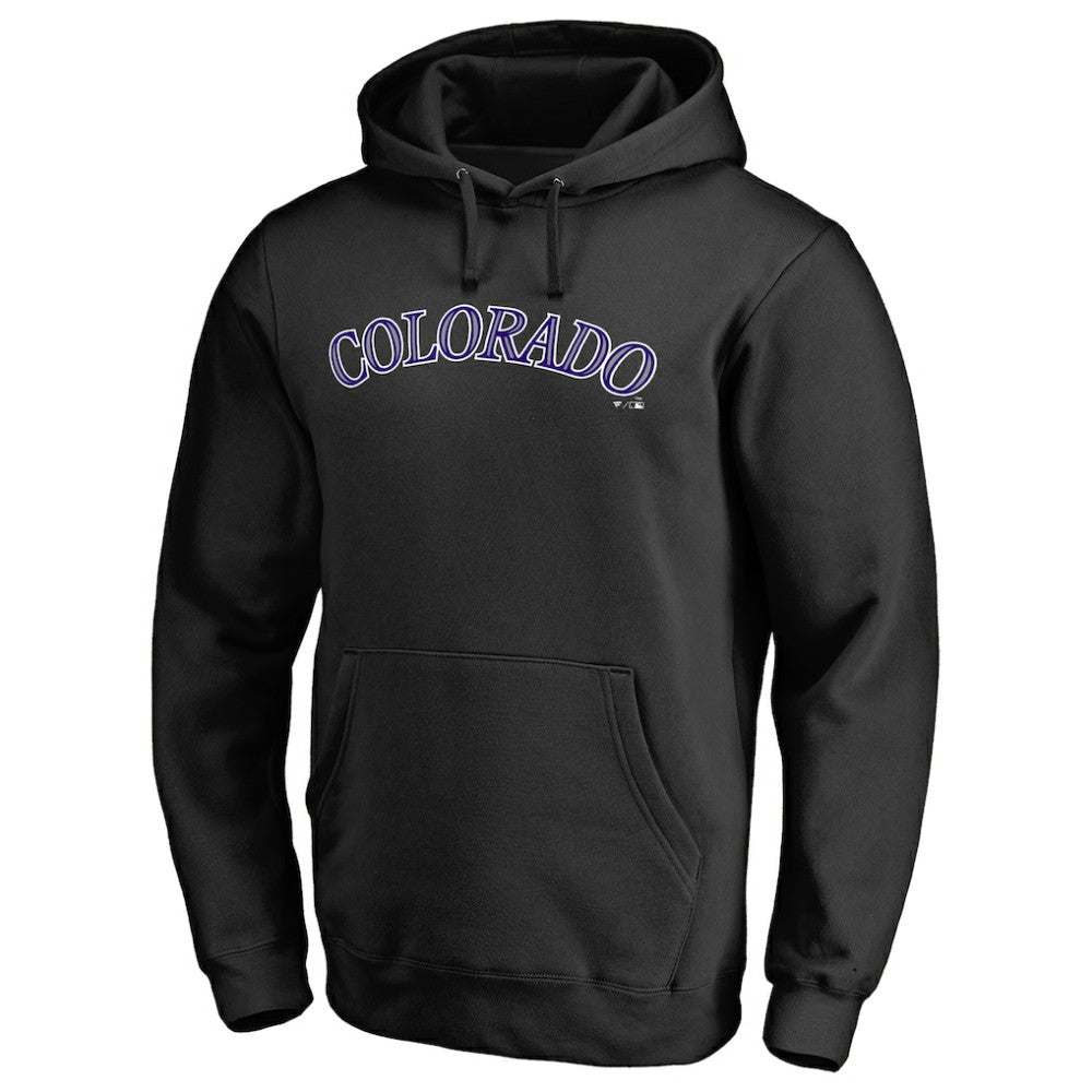 Colorado Rockies Official Wordmark Fitted Pullover Hoodie - Black Hoodies