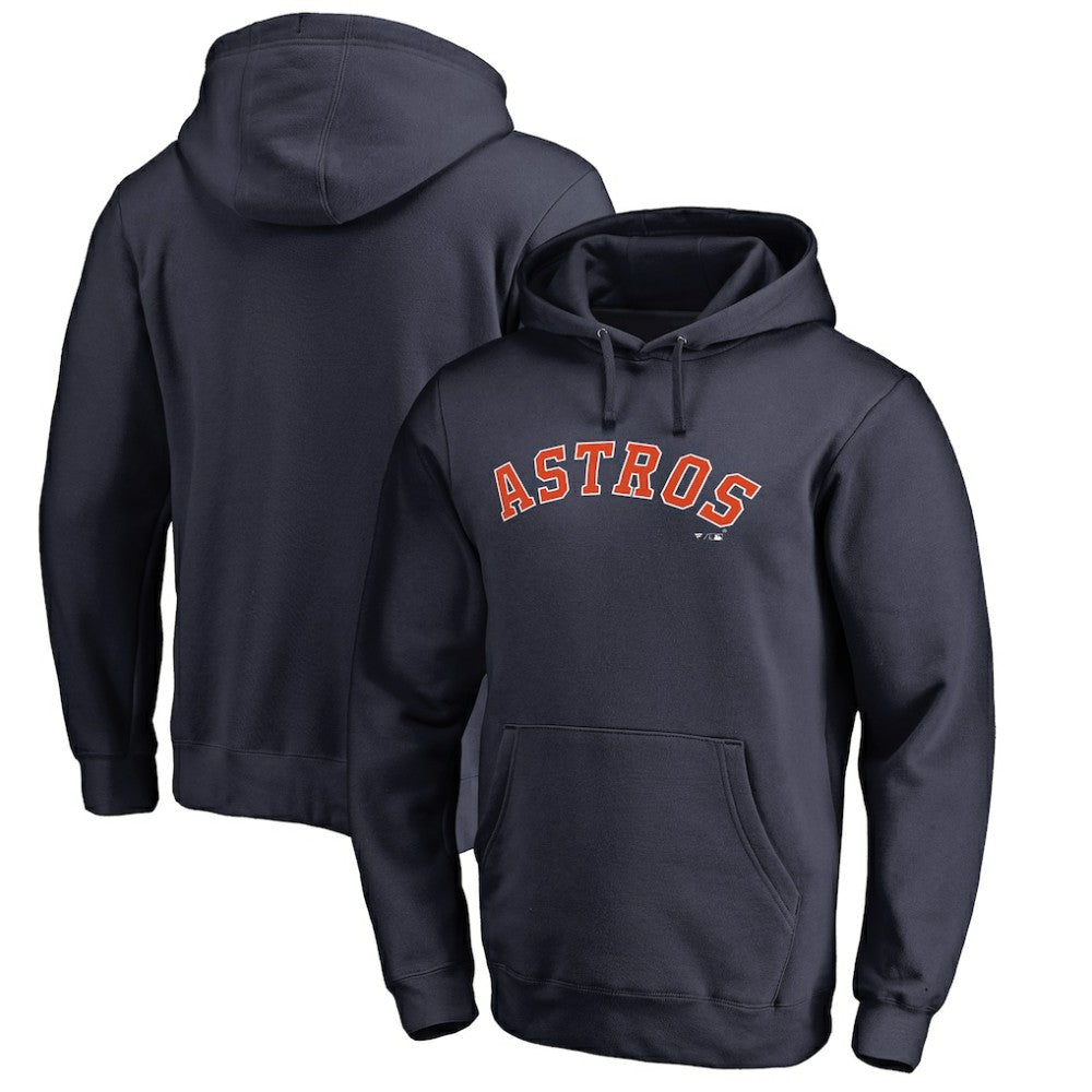 Houston Astros Official Wordmark Fitted Pullover Hoodie - Navy Hoodies