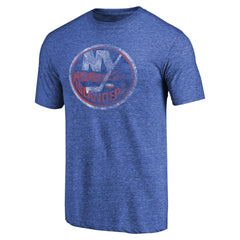 New York Islanders Throwback Vintage Logo Tri-Blend T-Shirt - Royal | US 2939509