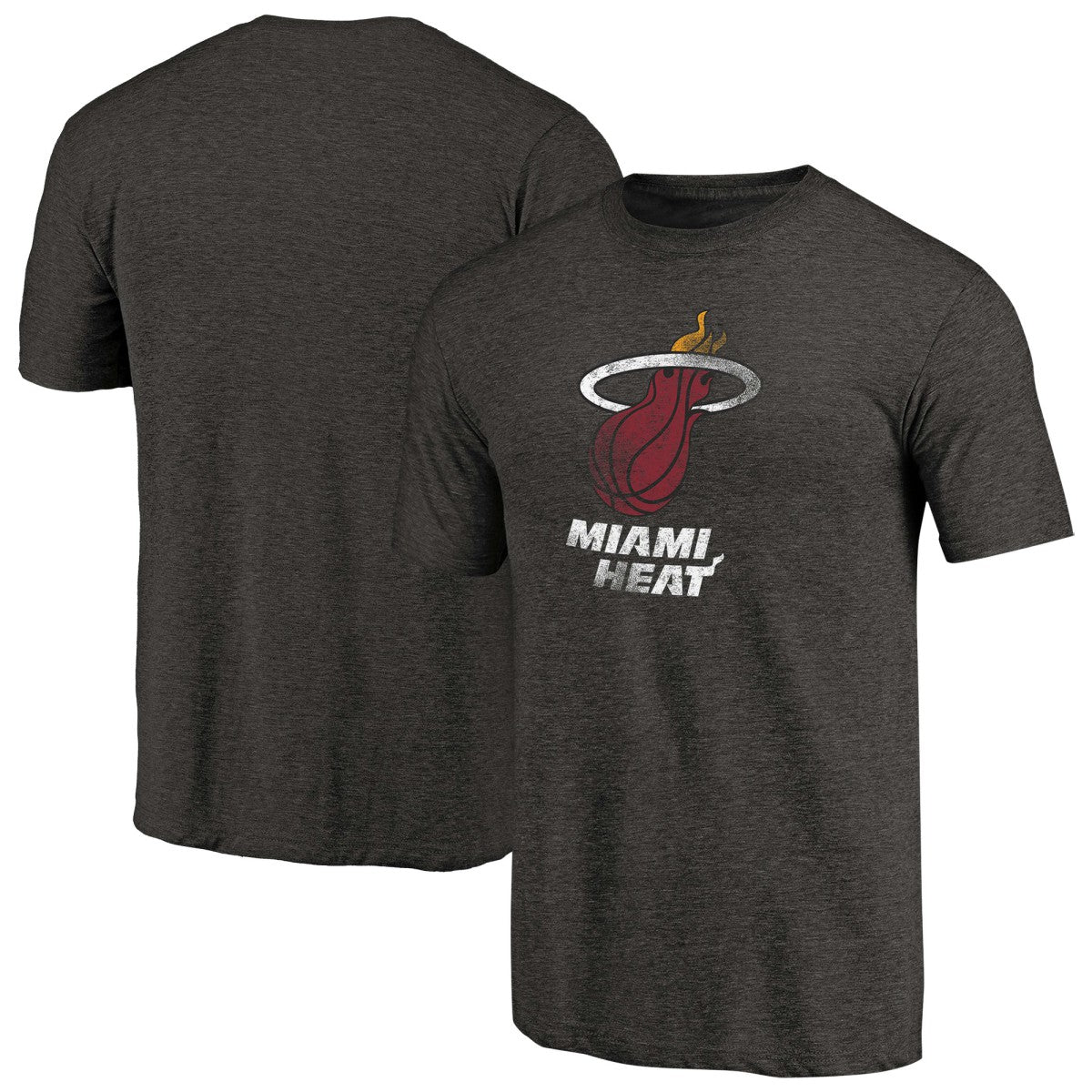 Miami Heat Distressed Logo Tri-Blend T-Shirt Black