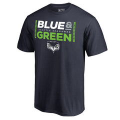 Seattle Seahawks Alternate Team Logo Gear Blue & Green T-Shirt - College Navy T-shirts