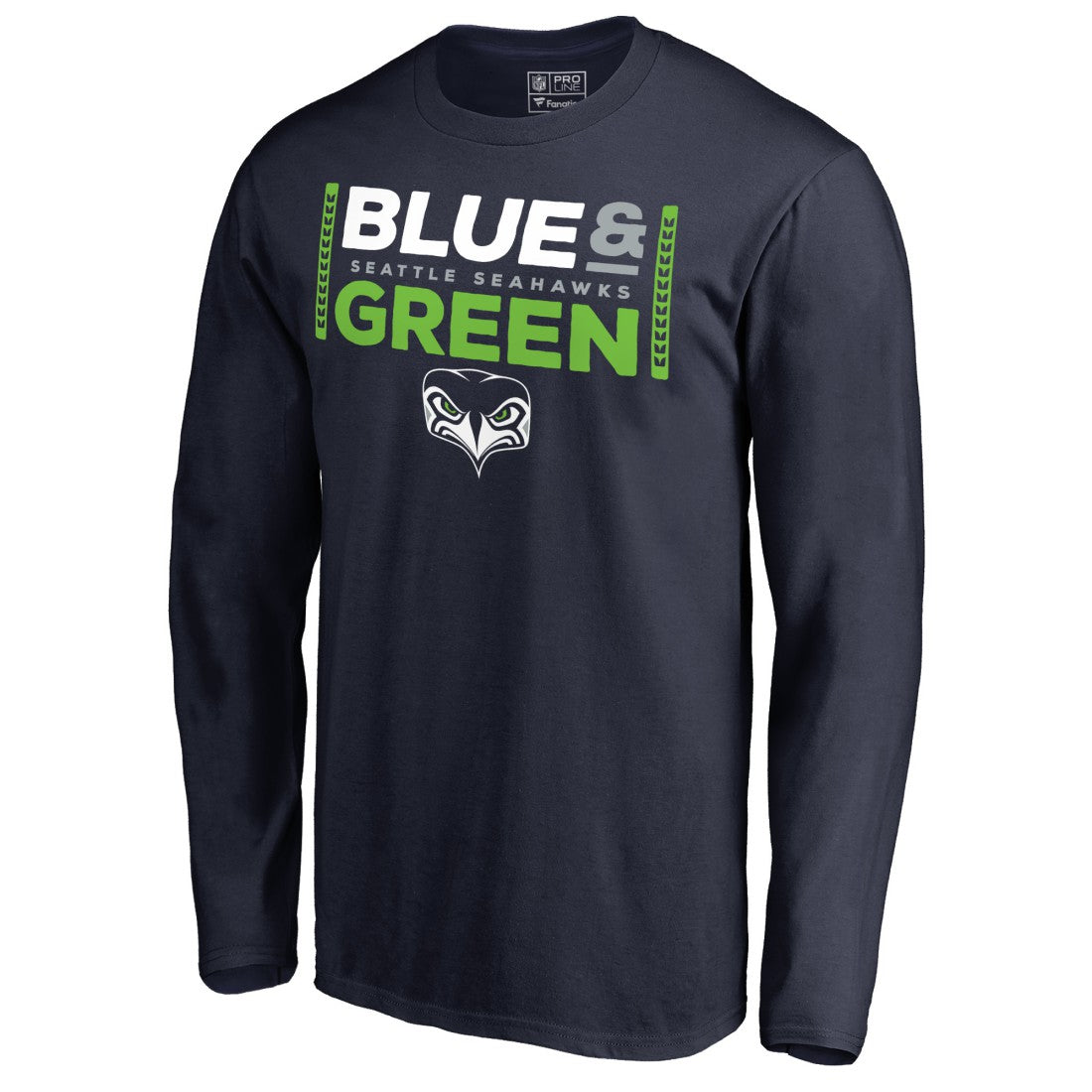 Seattle Seahawks Alternate Team Logo Gear Blue & Green Long Sleeve T-Shirt - College Navy T-shirts