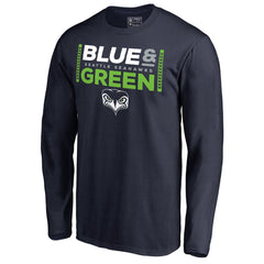 Seattle Seahawks Alternate Team Logo Gear Blue & Green Long Sleeve T-Shirt - College Navy T-shirts