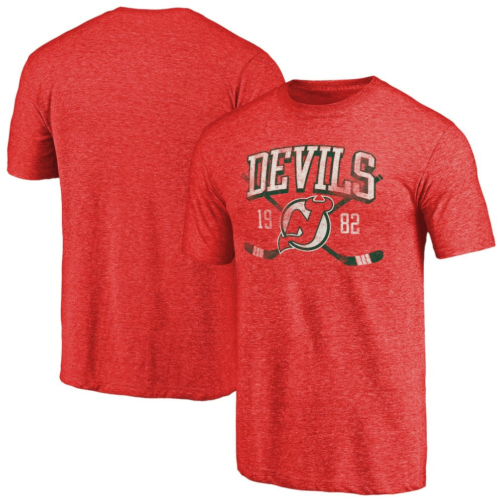 New Jersey Devils Vintage Collection Line Shift Tri-Blend T-Shirt - Red | US 2953227