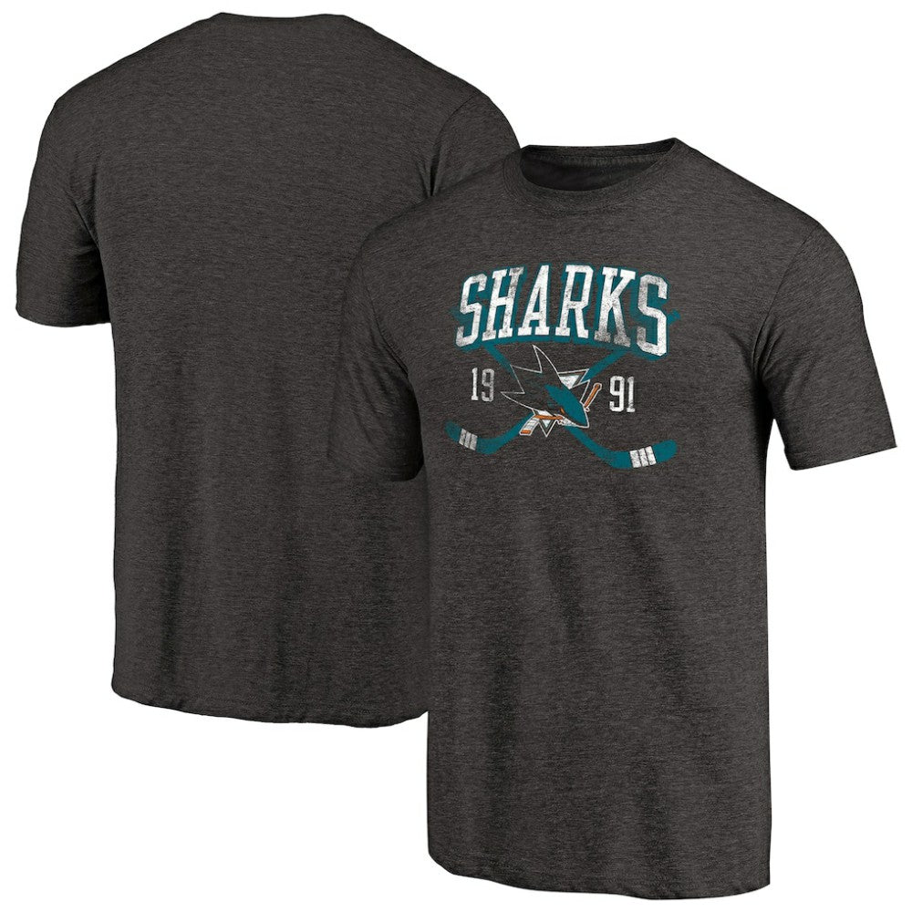 San Jose Sharks Vintage Collection Line Shift Tri-Blend T-Shirt - Black | US 2953231