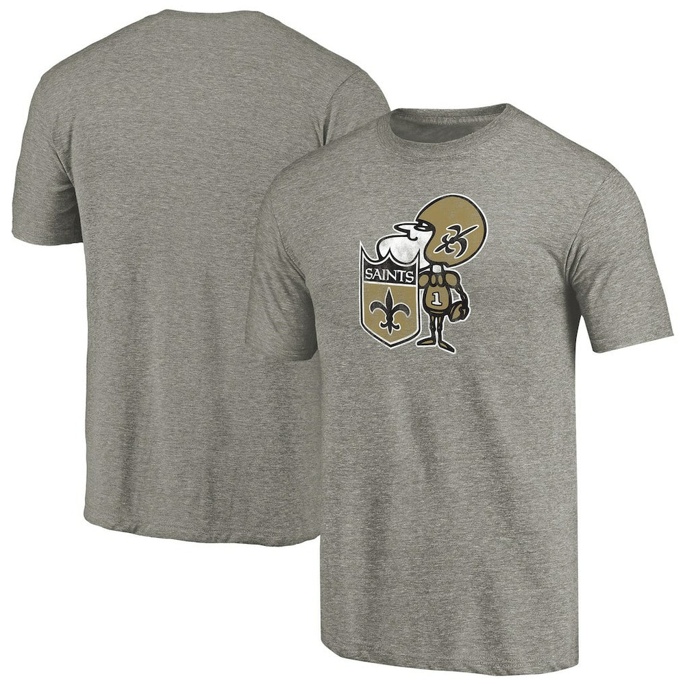 New Orleans Saints Throwback Logo Tri-Blend T-Shirt - Ash T-shirts