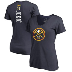 Nikola Jokic Denver Nuggets Women's Team Backer Name & Number V-Neck T-Shirt Navy