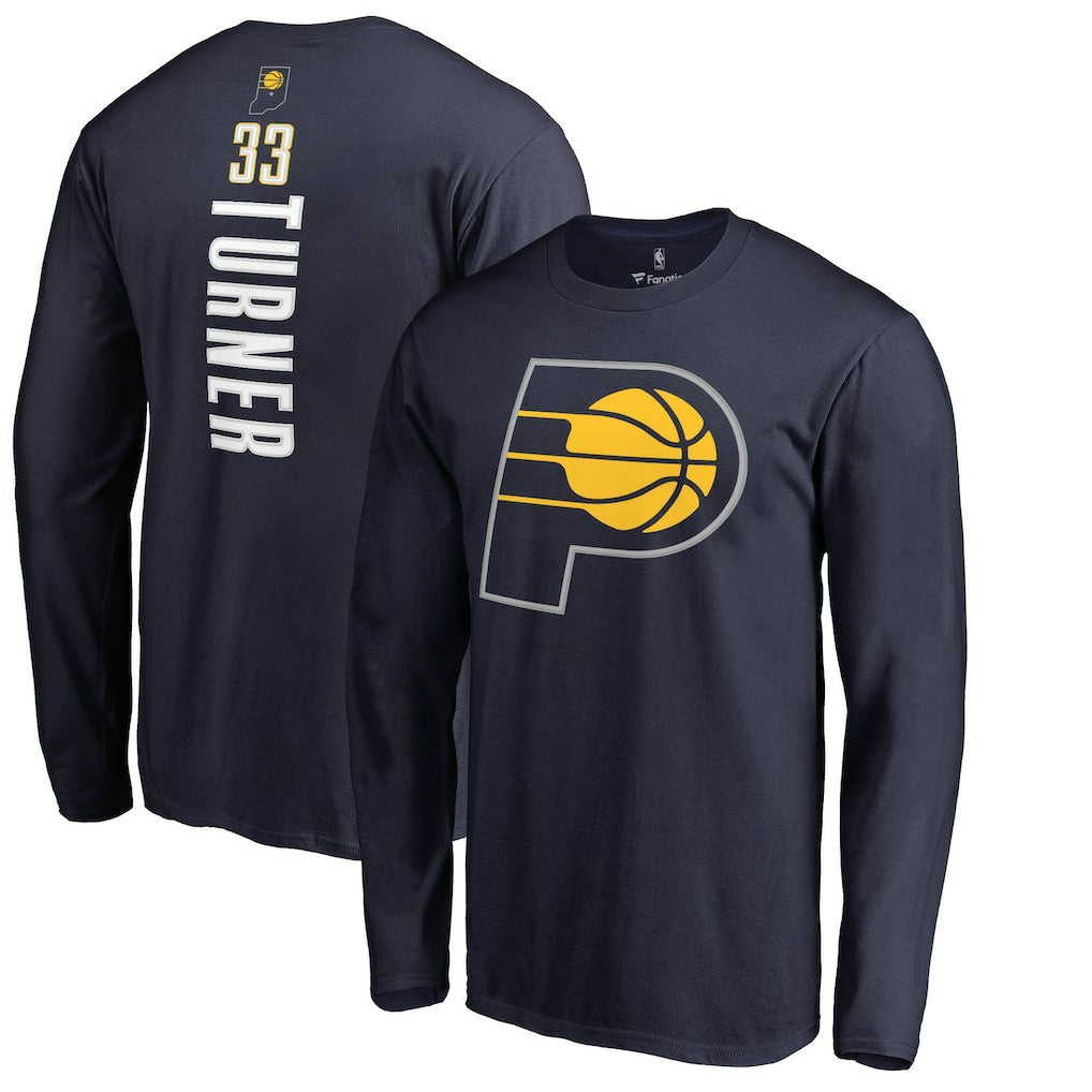 Myles Turner Indiana Pacers Long Sleeve Backer Name and Number T-Shirt Navy outlet