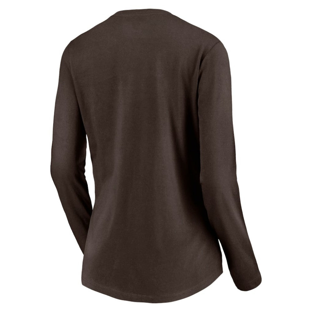 San Diego Padres Women's Cooperstown Collection Wahconah Long Sleeve V-Neck T-Shirt - Brown T-shirts