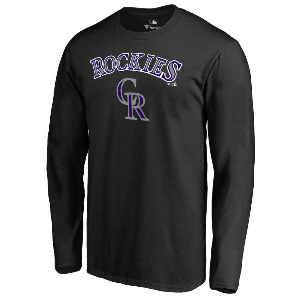 Colorado Rockies Team Lockup Long Sleeve T-Shirt - Black T-shirts