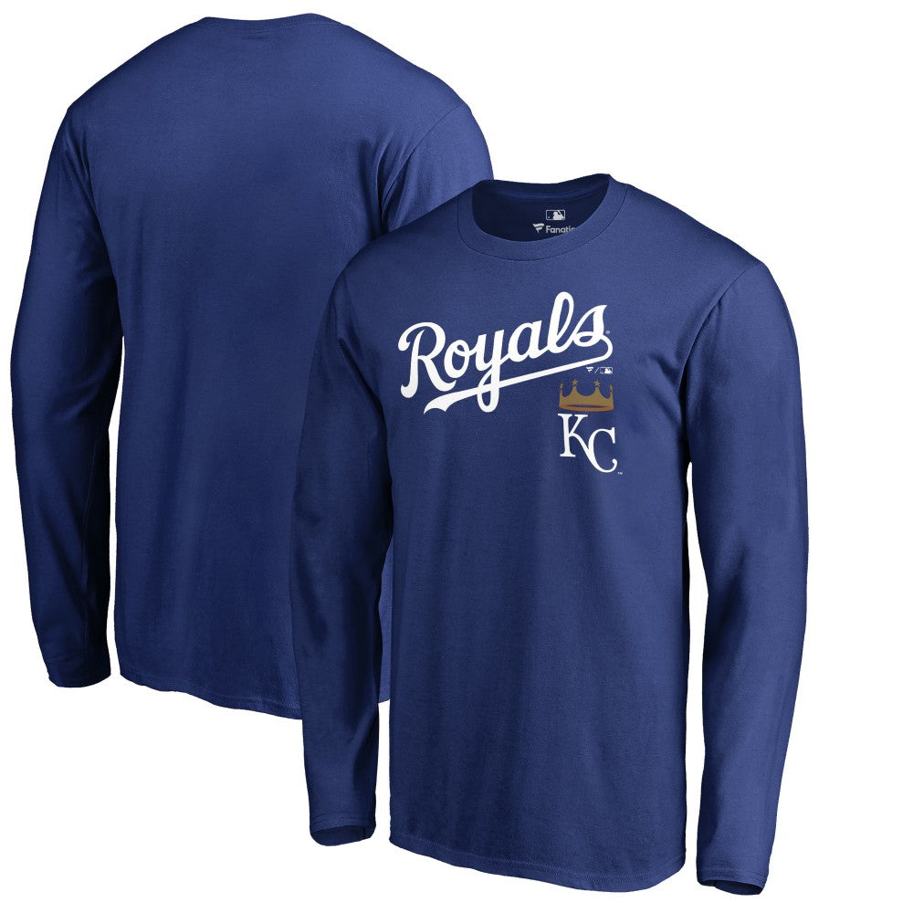 Kansas City Royals Team Lockup Long Sleeve T-Shirt - Royal T-shirts
