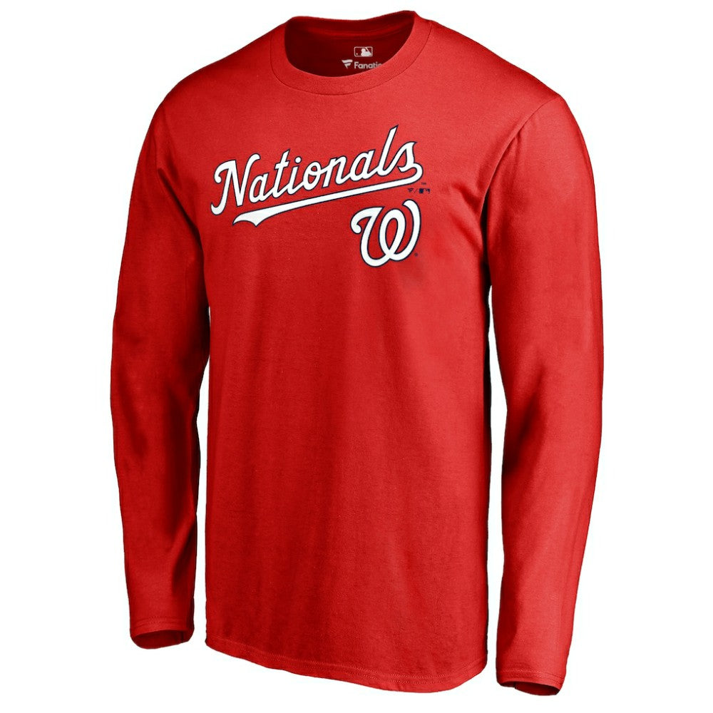 Washington Nationals Team Lockup Long Sleeve T-Shirt - Red T-shirts