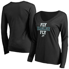 Philadelphia Eagles Women's Hometown Collection Fly Eagles Fly Long Sleeve T-Shirt - Black T-shirts