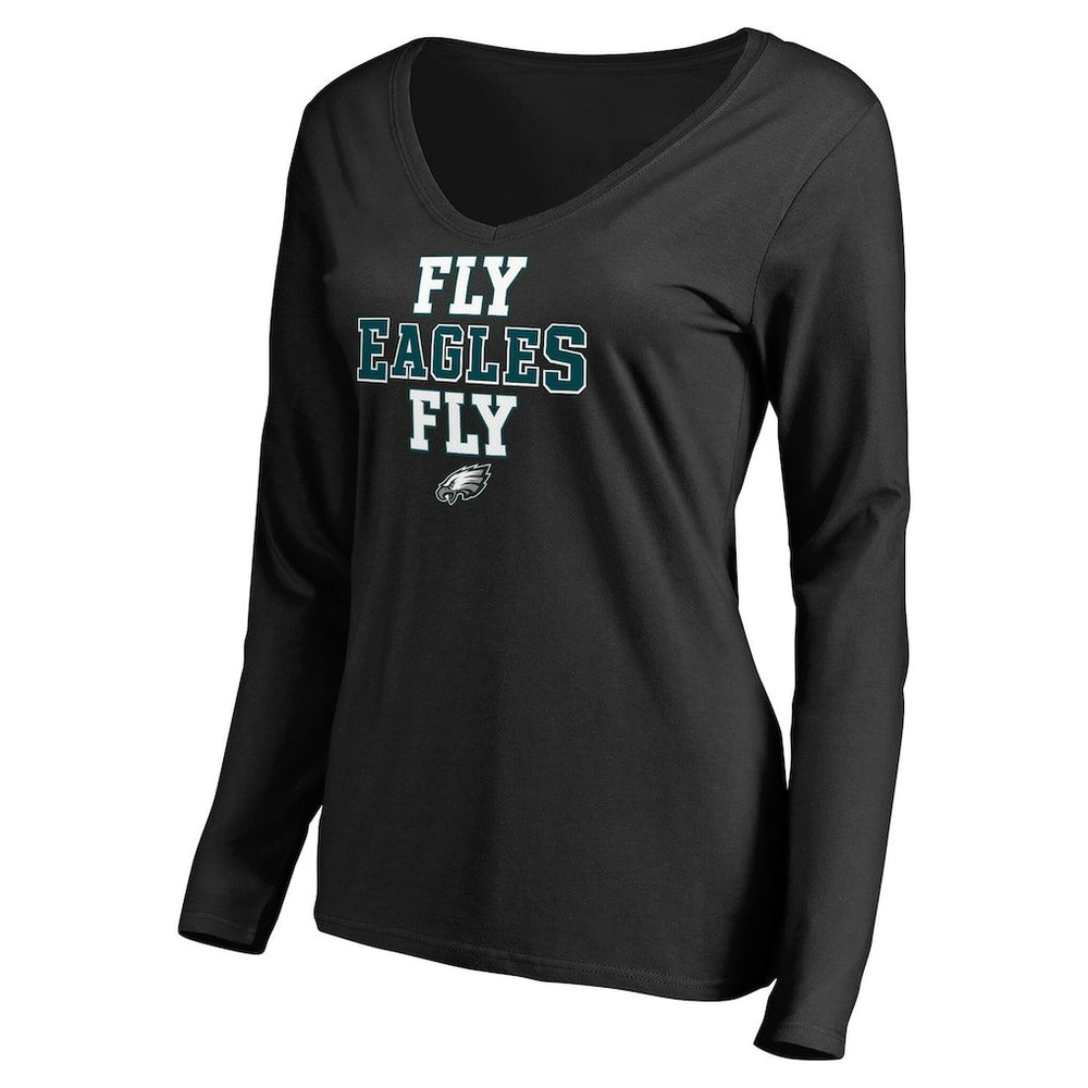 Philadelphia Eagles Women's Hometown Collection Fly Eagles Fly Long Sleeve T-Shirt - Black T-shirts