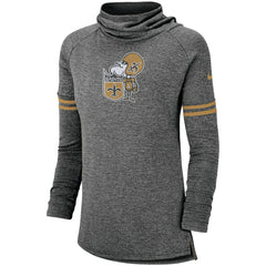 New Orleans Saints Women's Historic Marks Long Sleeve Tri-Blend Funnel Sweatshirt - Black Sweatshirts