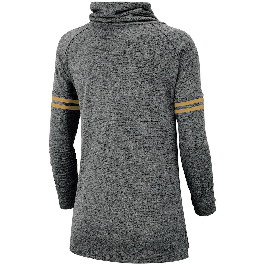 New Orleans Saints Women's Historic Marks Long Sleeve Tri-Blend Funnel Sweatshirt - Black Sweatshirts