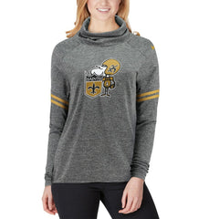 New Orleans Saints Women's Historic Marks Long Sleeve Tri-Blend Funnel Sweatshirt - Black Sweatshirts