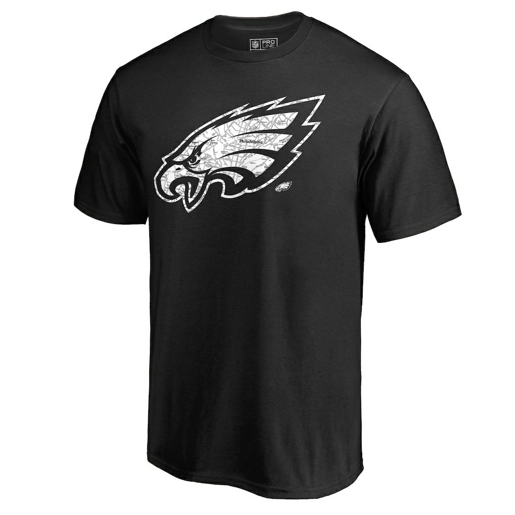 Philadelphia Eagles Hometown Collection On The Map T-Shirt - Black T-shirts