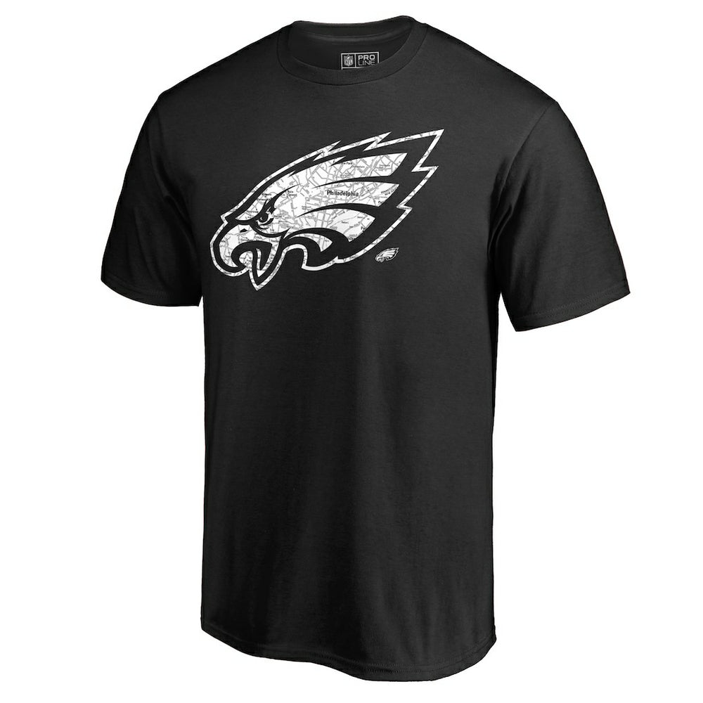 Philadelphia Eagles Hometown Collection On The Map T-Shirt - Black T-shirts