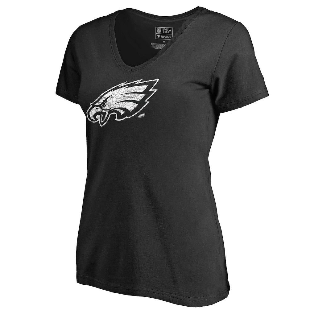 Philadelphia Eagles Women's Hometown Collection On The Map V-Neck T-Shirt - Black T-shirts