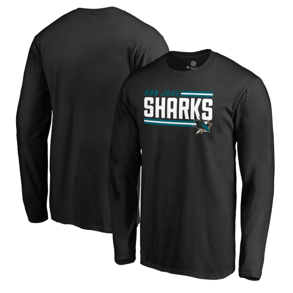 San Jose Sharks Iconic Collection On Side Stripe Long Sleeve T-Shirt - Black | US 2999679