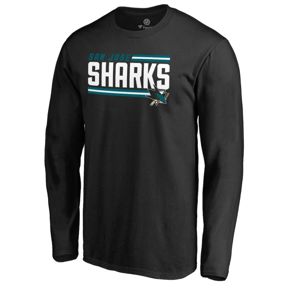 San Jose Sharks Iconic Collection On Side Stripe Long Sleeve T-Shirt - Black | US 2999679