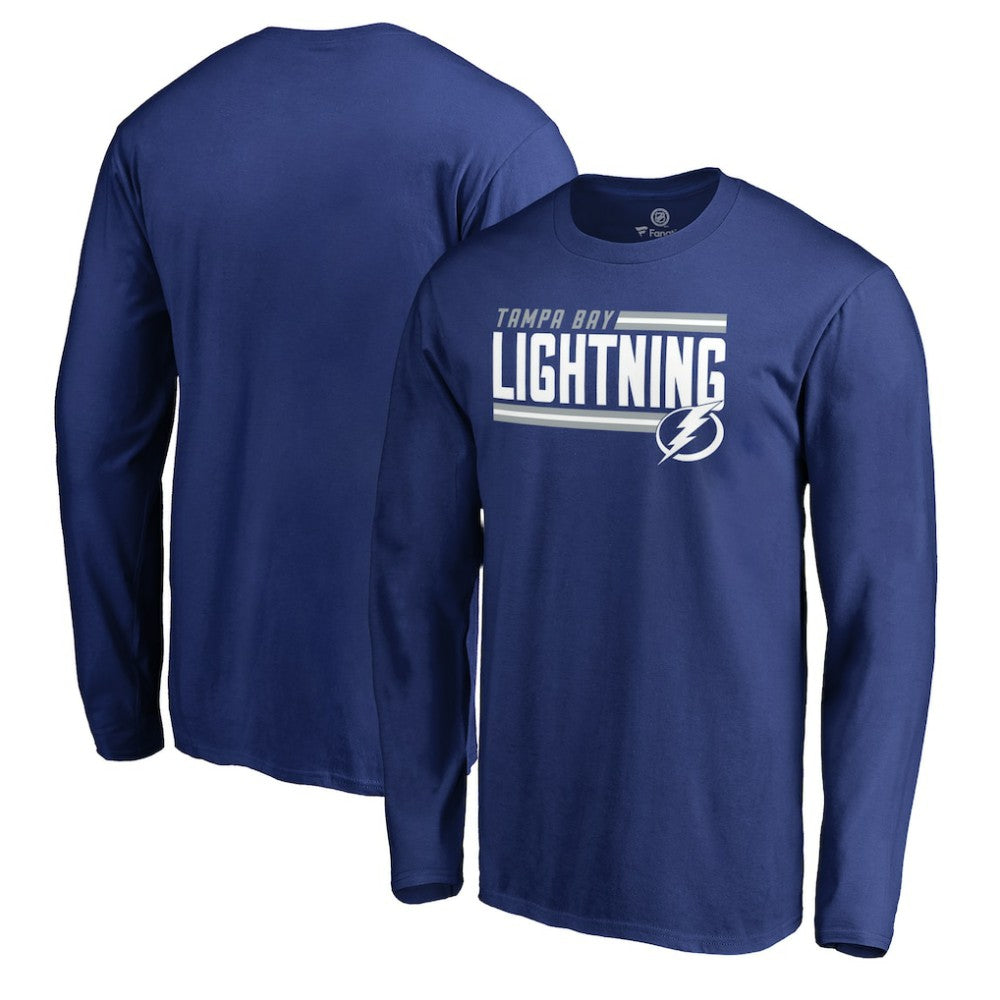 Tampa Bay Lightning Iconic Collection On Side Stripe Long Sleeve T-Shirt - Blue | US 2999681