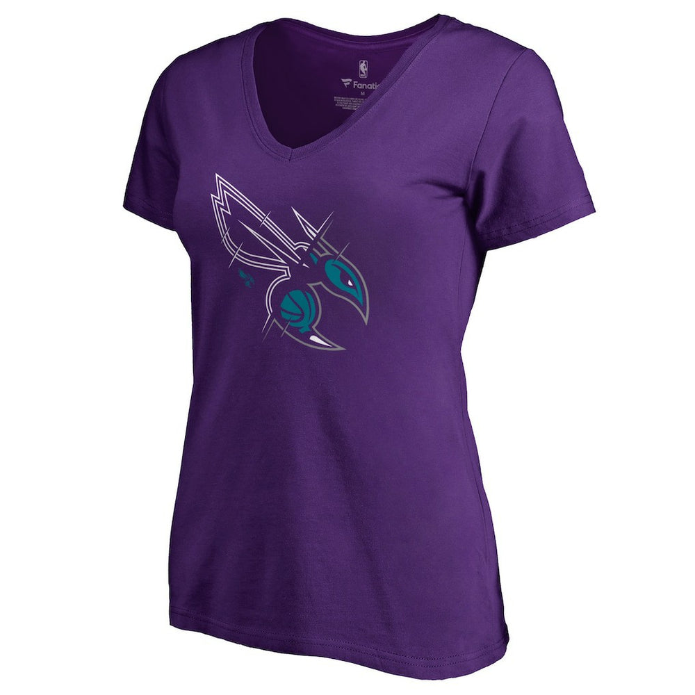 Charlotte Hornets Women's X-Ray Slim Fit V-Neck T-Shirt Purple