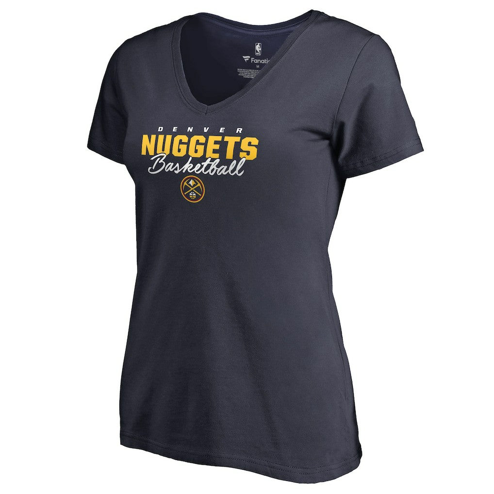 Denver Nuggets Women's Script Assist V-Neck T-Shirt Navy outlet