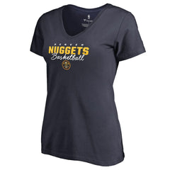 Denver Nuggets Women's Script Assist V-Neck T-Shirt Navy outlet