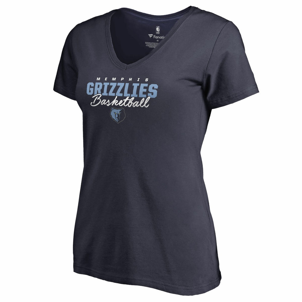 Memphis Grizzlies Women's Script Assist V-Neck T-Shirt Navy outlet