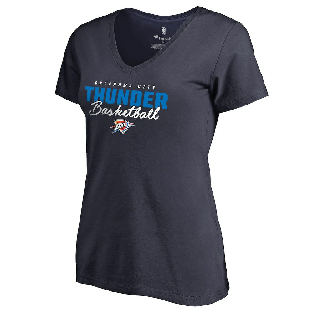 Oklahoma City Thunder Women's Script Assist V-Neck T-Shirt Navy