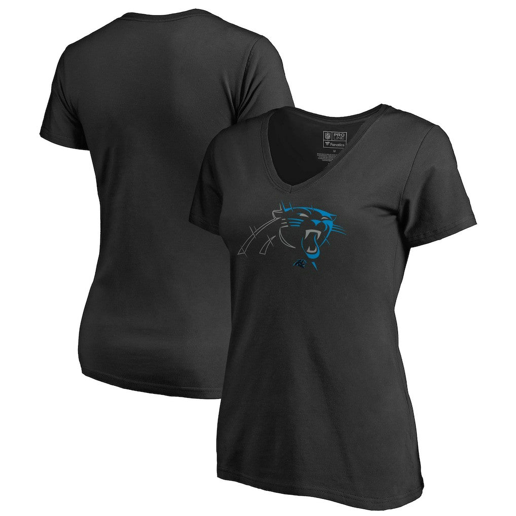 Carolina Panthers Women's X-Ray Slim Fit V-Neck T-Shirt - Black T-shirts