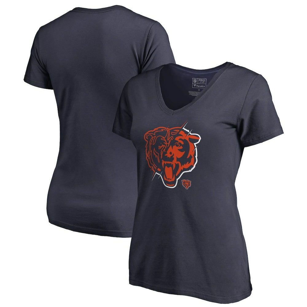 Chicago Bears Women's X-Ray Slim Fit V-Neck T-Shirt - Navy T-shirts