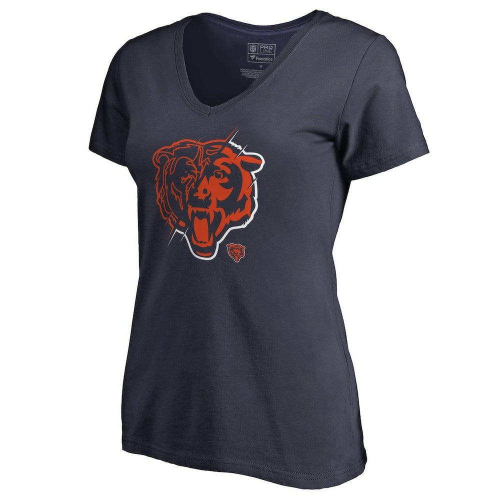 Chicago Bears Women's X-Ray Slim Fit V-Neck T-Shirt - Navy T-shirts