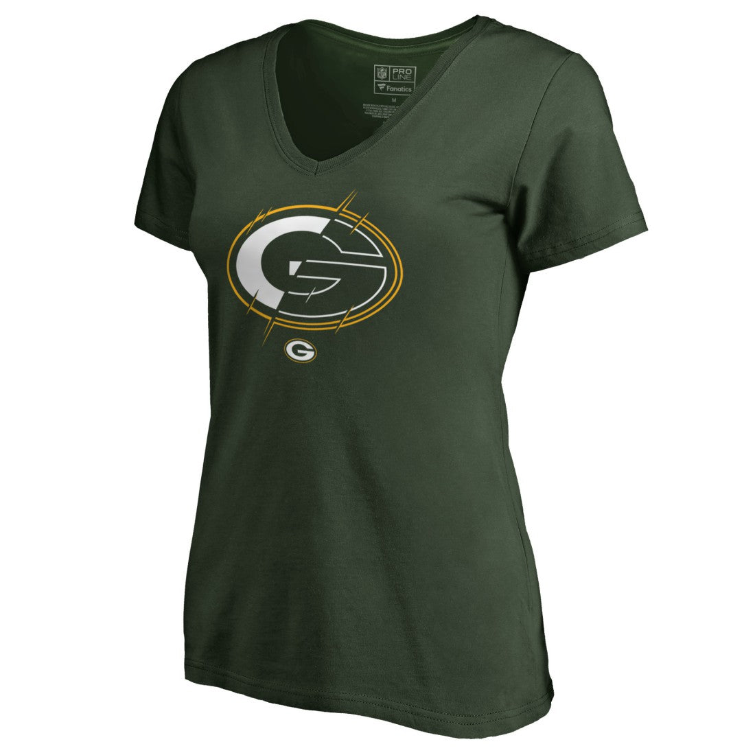 Green Bay Packers Women's X-Ray Slim Fit V-Neck T-Shirt - Green T-shirts