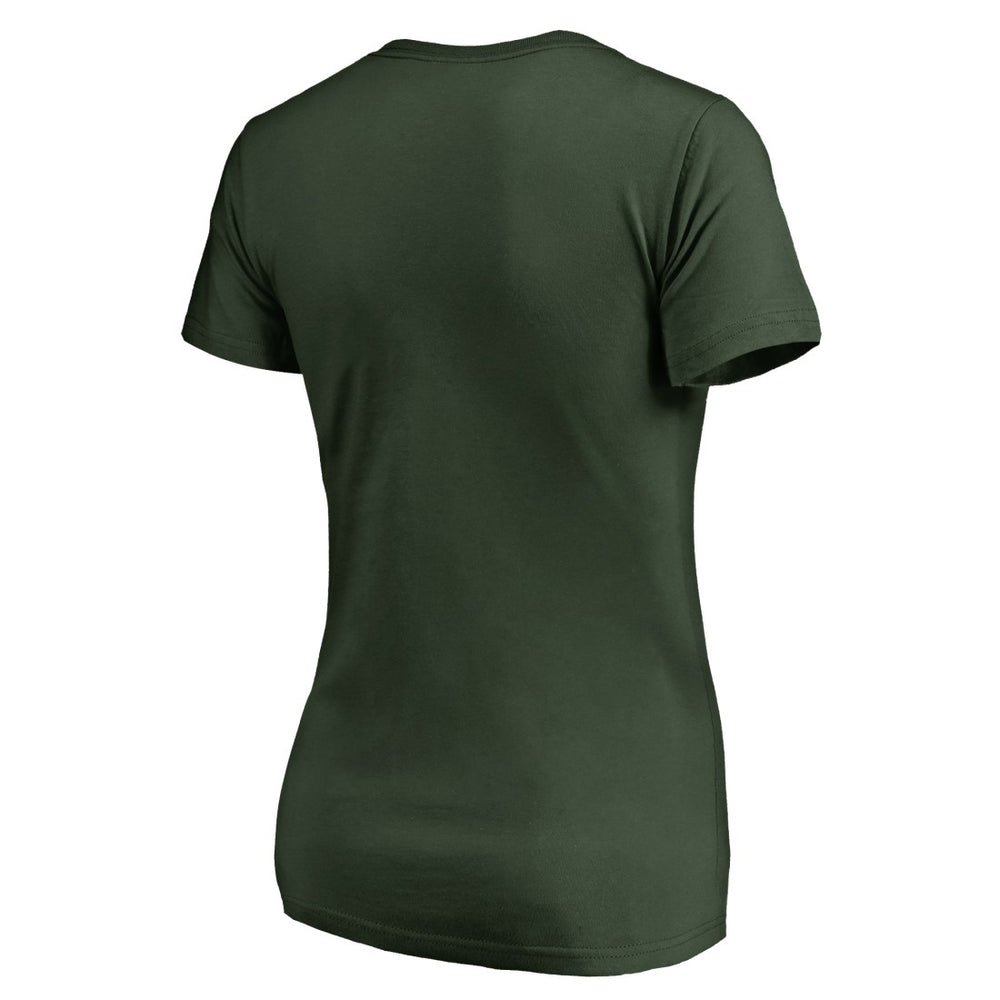 Green Bay Packers Women's X-Ray Slim Fit V-Neck T-Shirt - Green T-shirts