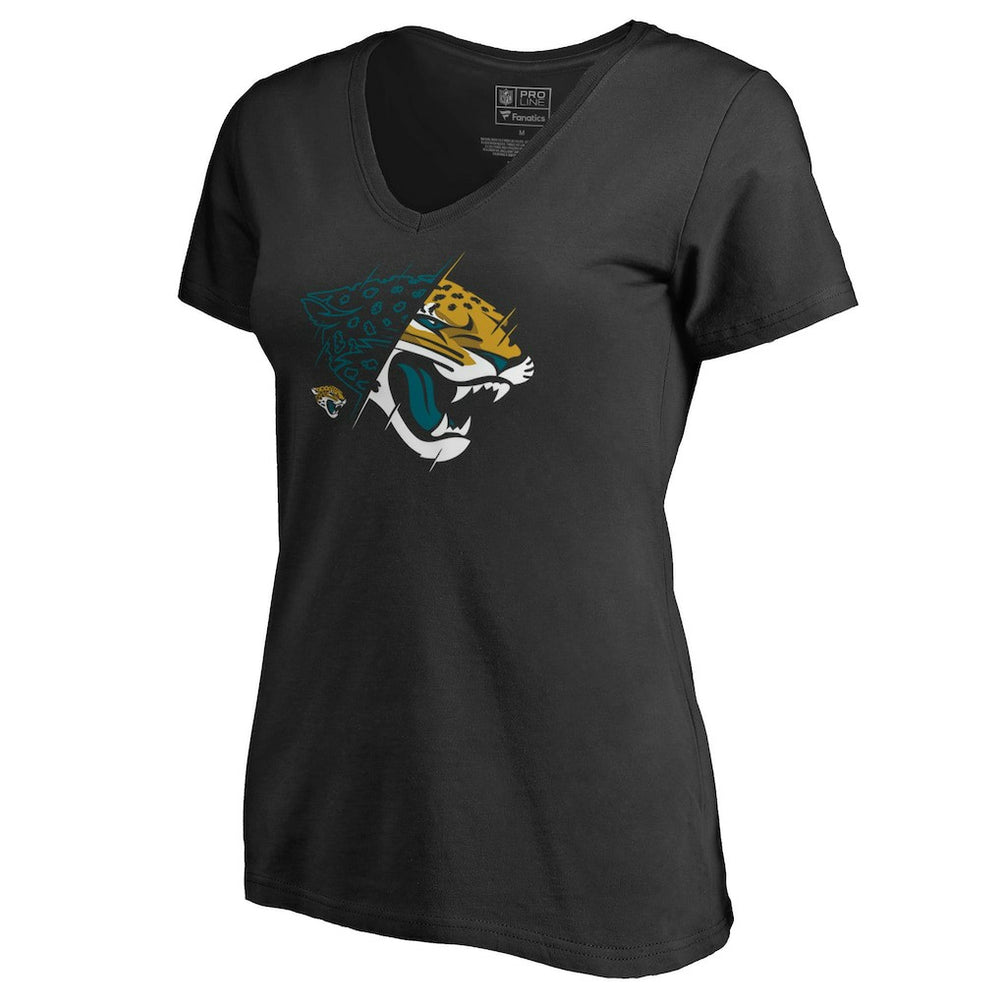 Jacksonville Jaguars Women's X-Ray Slim Fit V-Neck T-Shirt - Black T-shirts
