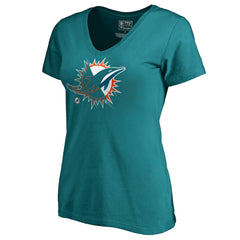 Miami Dolphins Women's X-Ray Slim Fit V-Neck T-Shirt - Aqua T-shirts