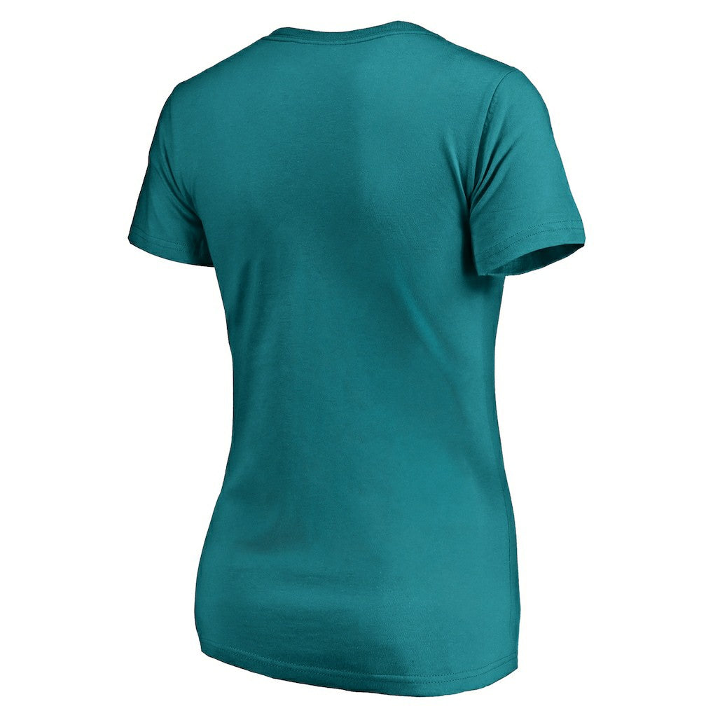 Miami Dolphins Women's X-Ray Slim Fit V-Neck T-Shirt - Aqua T-shirts