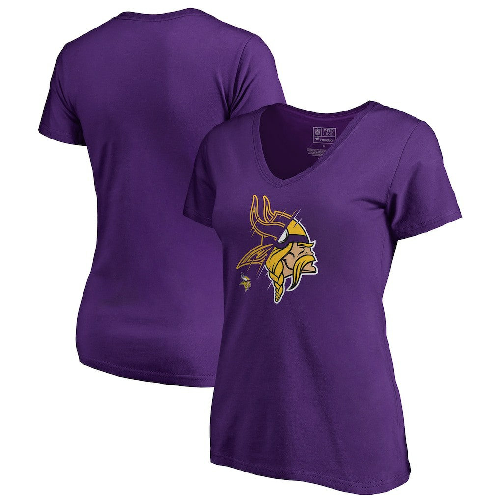Minnesota Vikings Women's X-Ray Slim Fit V-Neck T-Shirt - Purple T-shirts