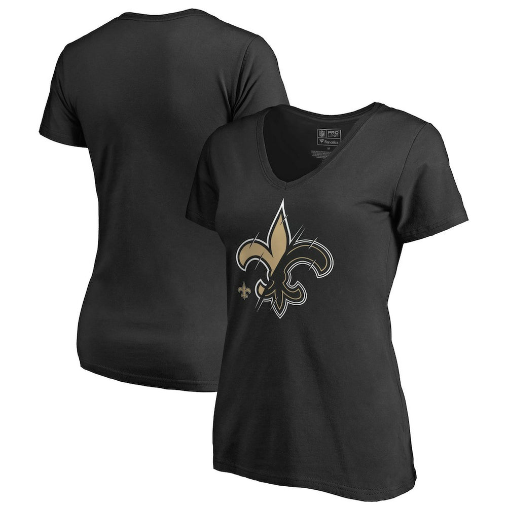 New Orleans Saints Women's X-Ray Slim Fit V-Neck T-Shirt - Black T-shirts