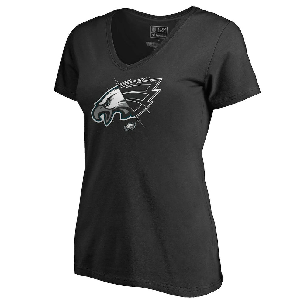 Philadelphia Eagles Women's X-Ray Slim Fit V-Neck T-Shirt - Black T-shirts