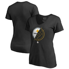 Pittsburgh Steelers Women's X-Ray Slim Fit V-Neck T-Shirt - Black T-shirts