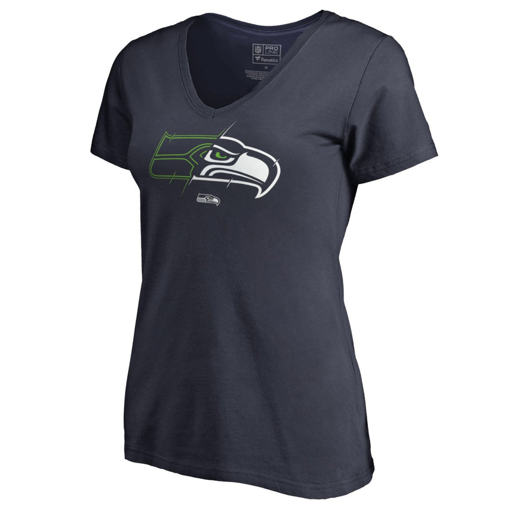 Seattle Seahawks Women's X-Ray V-Neck T-Shirt - Navy T-shirts