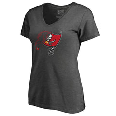 Tampa Bay Buccaneers Women's X-Ray Slim Fit V-Neck T-Shirt - Heathered Gray T-shirts