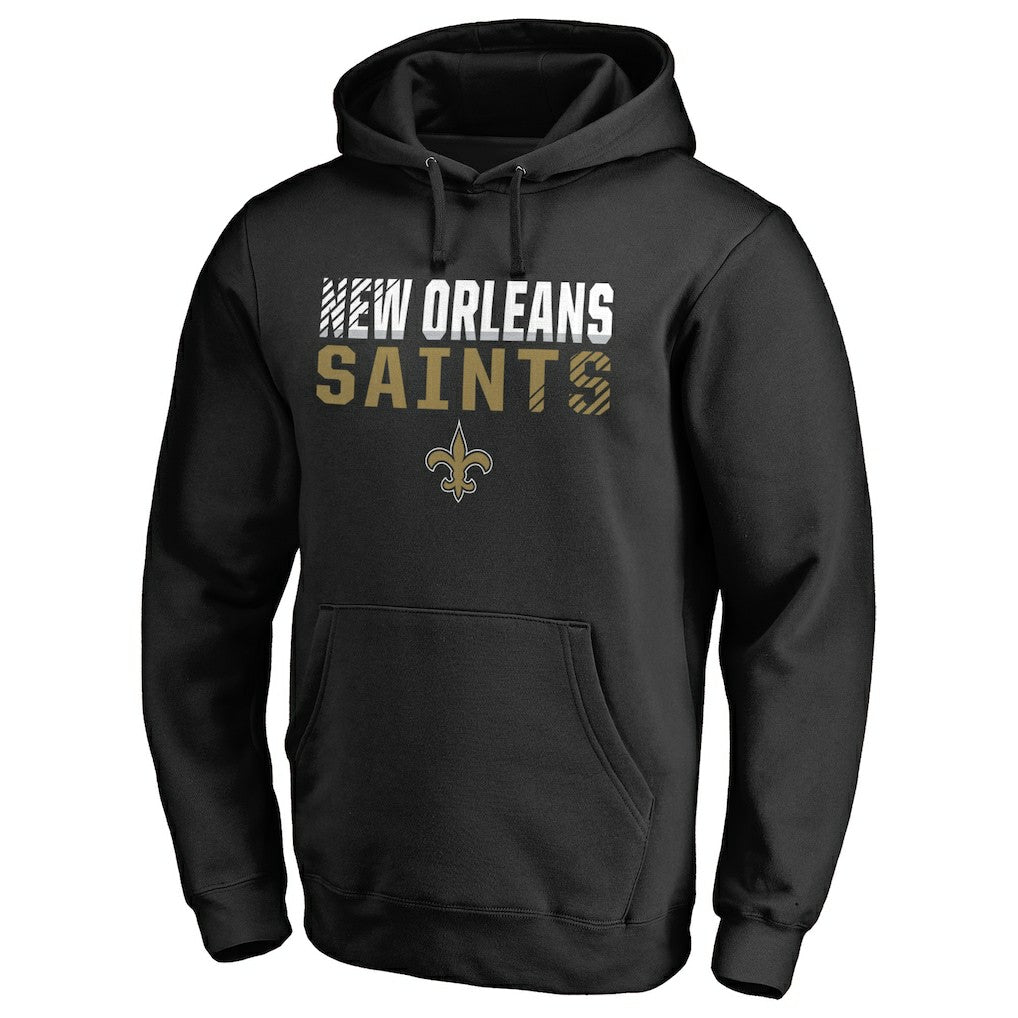 New Orleans Saints Iconic Collection Fade Out Pullover Hoodie - Black Hoodies