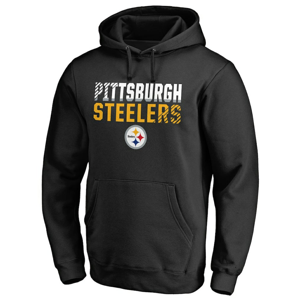 Pittsburgh Steelers Iconic Collection Fade Out Pullover Hoodie - Black Hoodies